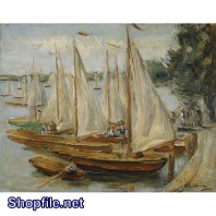 Tranh sơn dầu thuyền buồm căng đầy gió